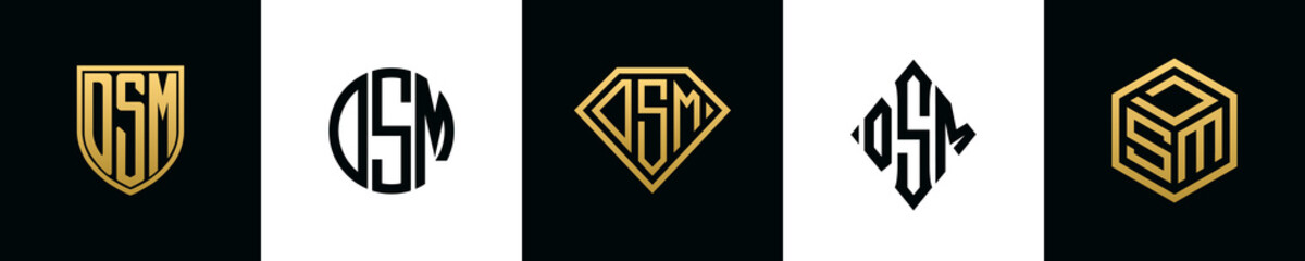 Initial letters DSM logo designs Bundle