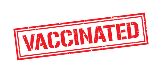 Vaccinated word stamp symbol isolated on white background. Grunge red rubber stamps sign.