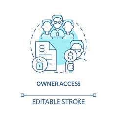 Owner access turquoise concept icon. Property management system abstract idea thin line illustration. Isolated outline drawing. Editable stroke. Roboto-Medium, Myriad Pro-Bold fonts used