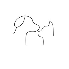 Illustration vector logo pet dog and cat outline style