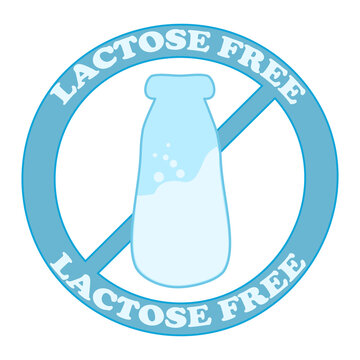 
Lactose free sign isolated on white background. Lactose free logo icon. Contains no lactose icon for label for healthy dairy food product package.Without lactose food symbol.Stock vector illustration