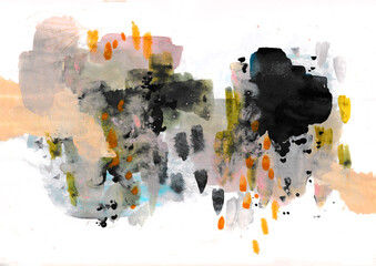 Hand painted abstract watercolor background with splashes