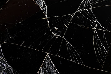 broken thin glass with lots of cracks