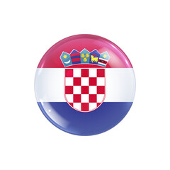 Naklejka premium Croatia flag icon round badge or button. Glossy sphere vector illustration.