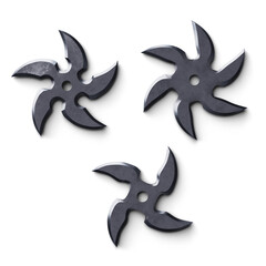 Shuriken (throwing star) - traditional japanese ninja cold weapon on white background 3d illustration