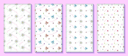 Set of floral and doodle seamless patterns. Vector illustration. All patterns are in swatches..