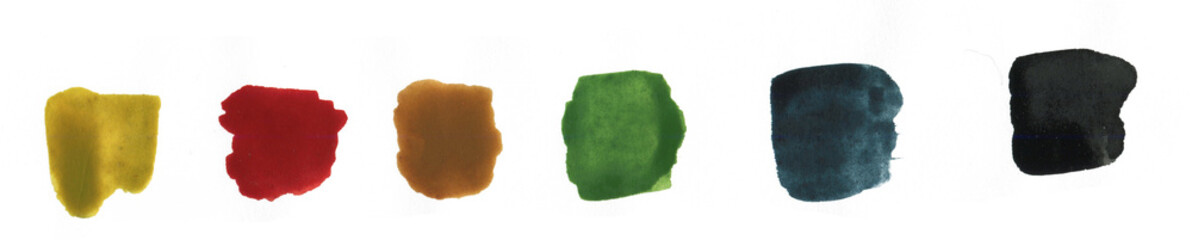 Set of Colorful Watercolor Stains. Collection of Brush Strokes and Stains of Multicolored Watercolor Stains.