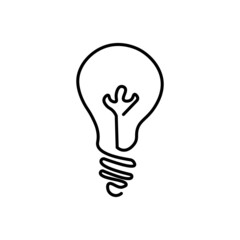 Light bulb icon pen drawing sign illustration