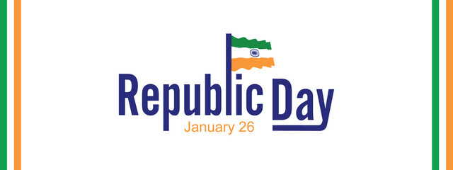 Web Banner for Indian Republic Day Typography, Lettering, Logo, Logo created by readable font and Indian Flag, Republic Day is a national holiday in India