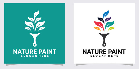 Fototapeta na wymiar nature paint logo design with unique and creative concept