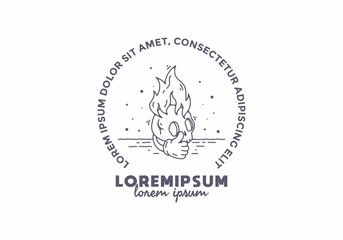 skull head with flame and thumb up illustration