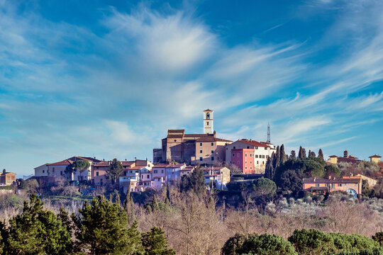 Panoramic view of Montecastello, Pontedera, Pisa, Tuscany, Italy