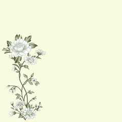 Vector frame of flowers. Vintage floral elements Isolated botanical illustration for a postcard.