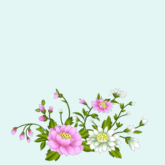 Vector frame of flowers. Vintage floral elements Isolated botanical illustration for a postcard.