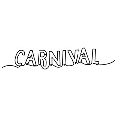 one line continuous drawing carnival word