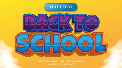 3D editable text effect and font style template, back to school themed
