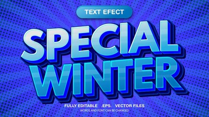 3D editable text effect and font style template, winter themed