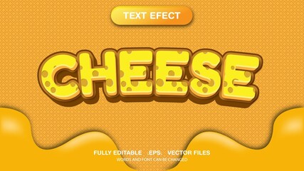 3D editable text effect and font style template, cheese themed