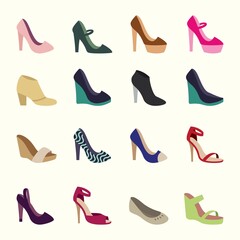 Set of woman shoes icon vector design