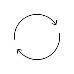 Two circular arrows. Simple outline black and white vector icon with thin lines. Editable line thickness