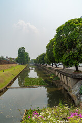 Fototapeta premium The Old City Moat at Chiang Mai, Thailand.