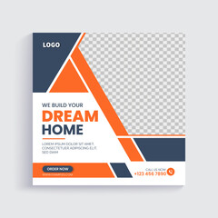 Construction home repair social media post banner Template