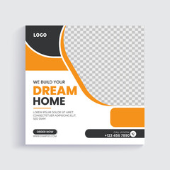 Construction home repair social media post banner Template