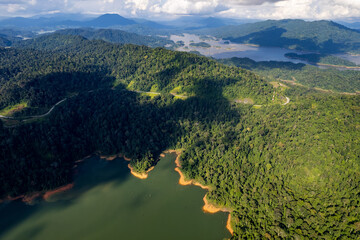 Aerial view of water reservoir