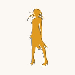 Silhouette of standing young woman in summer dress