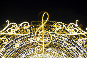 New year illumination  in the center of Moscow on Ohotny Ryad. Moscow, Russia 