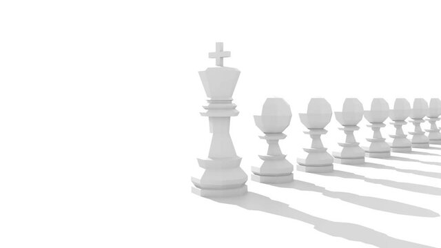King of chess, heading the crowd of pawns.