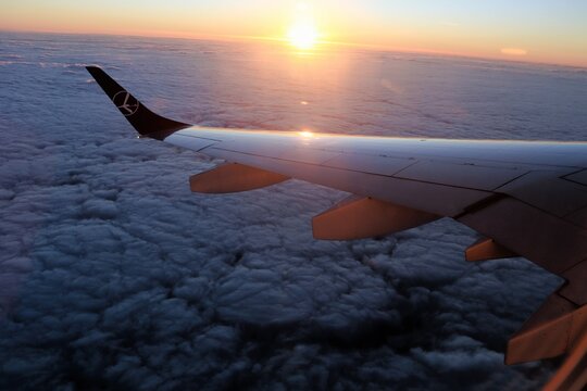Epic sunset from airplane
