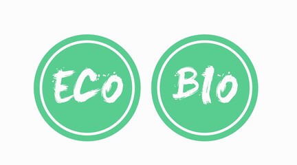 Bio and Eco label or Badges. Vector isolated flat editable illustration set