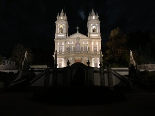 Fototapeta na wymiar Church of Bom Jesus do Monte at night, Braga, Portugal