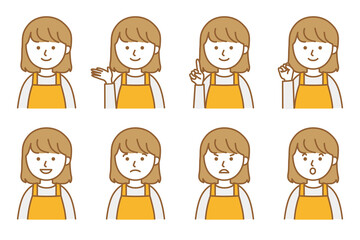 女性 エプロン 人物 イラスト ベクター AI 素材
