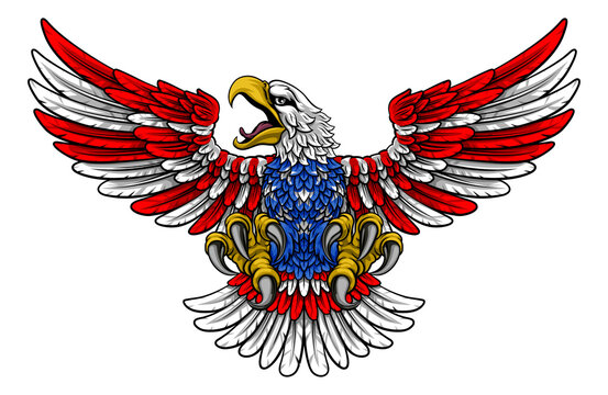 American Flag Bald Eagle Mascot Cartoon Claws