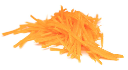 Sliced carrots isolated on white background.