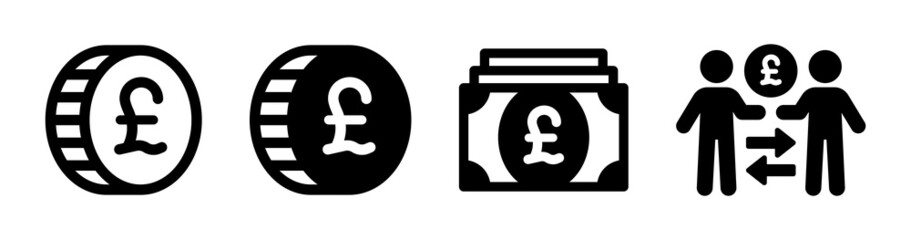 Pound money icon set. Exchange pound currency symbol vector illustration.
