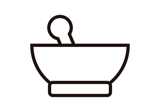 Icono negro de mortero en fondo blanco.