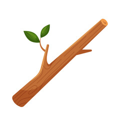 Tree branch with leaves. Isolated vector illustration in flat cartoon style.