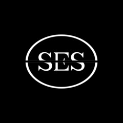 SES letter logo design with black background in illustrator, vector logo modern alphabet font overlap style. calligraphy designs for logo, Poster, Invitation, etc.	