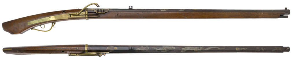 Antique Rifle guns on a white background