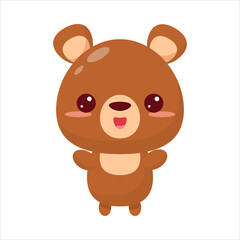 Cute kawaii bear. Cartoon style. Children's illustration. Vector illustration