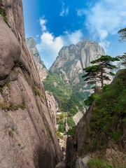 Blue sky above mountain peak at the Yellow mountains, Anhui, Huangshan, China, Asia, Stock photo, UNESCO World Heritage