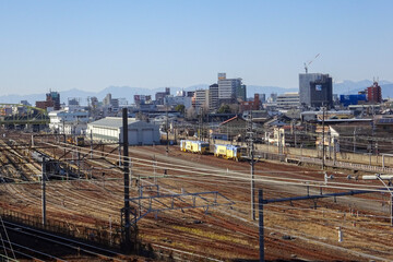 Fototapeta premium あおなみ線ささしまライブ駅周辺の線路風景 愛知県名古屋市