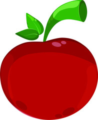 Red ripe sweet cherry with a green branch