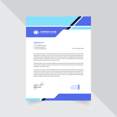 Elegant corporate letterhead template design in minimalist style with blue for your project.