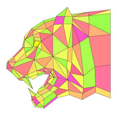 A multicolored Polygonal Tiger Head, mosaic tiger