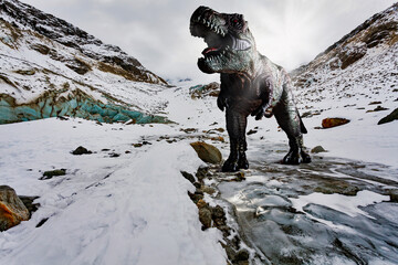 Naklejka premium T Rex in the ice age 