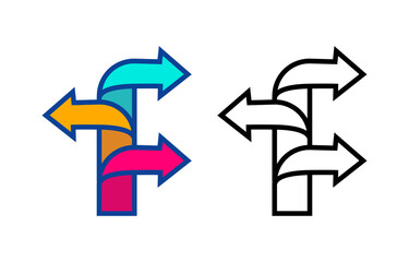 Signpost arrows icon special collection colorful icon set. Upload creative direction arrows vector. Design element linear icon symbol. Editable linear icon set.